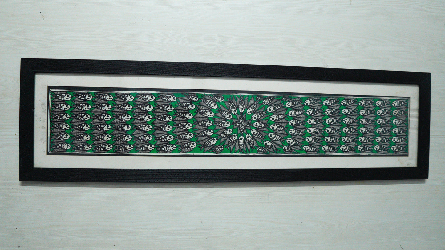 Hand-Painted Madhubani Owl Harmony Wall Art (Framed)