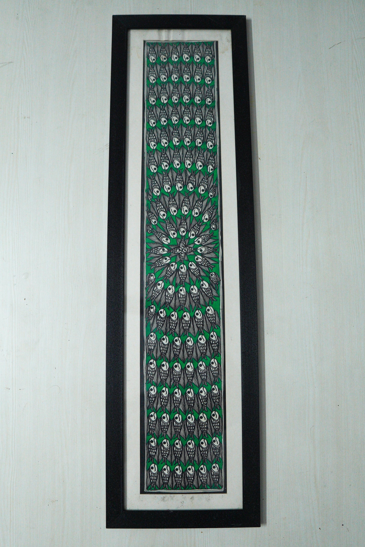 Hand-Painted Madhubani Owl Harmony Wall Art (Framed)