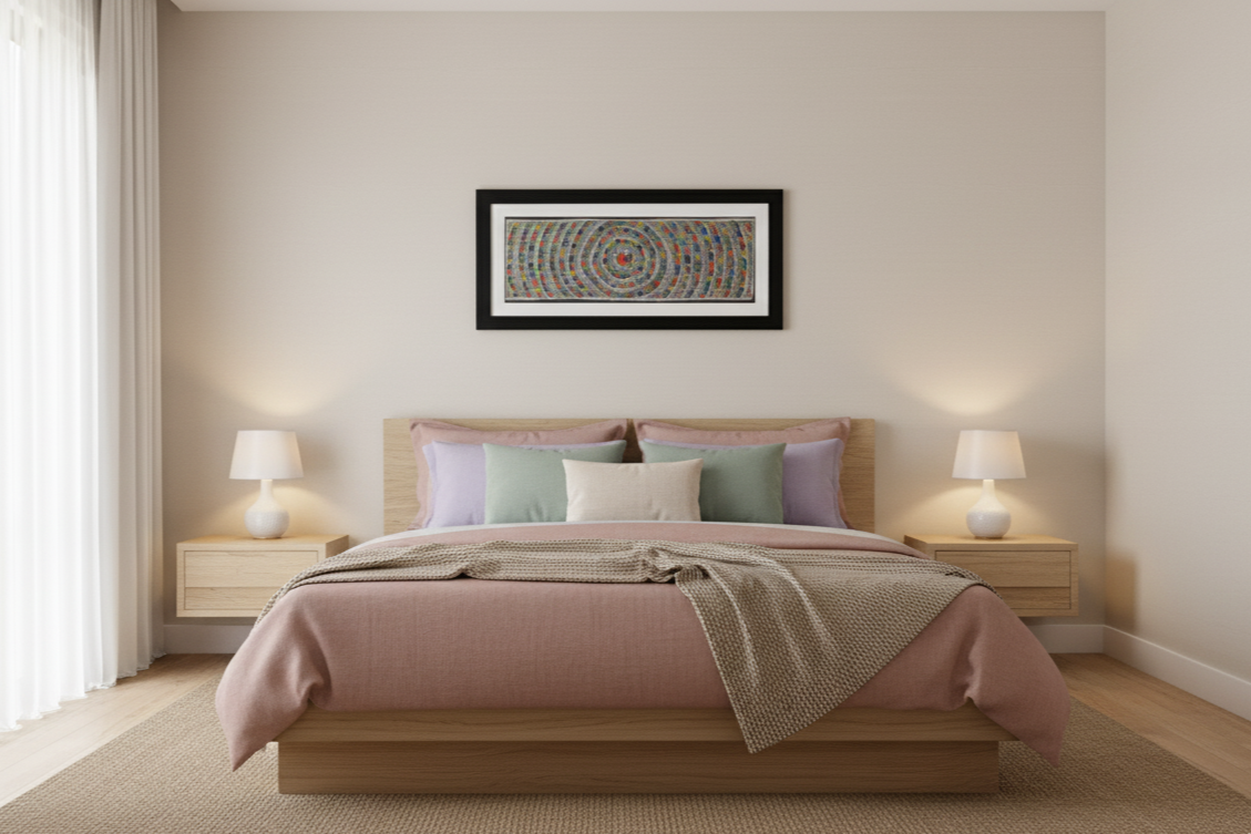 Handmade Madhubani Circular Mandala Painting – Vibrant Folk Art on Paper (Framed) | Suchitra Hastkala