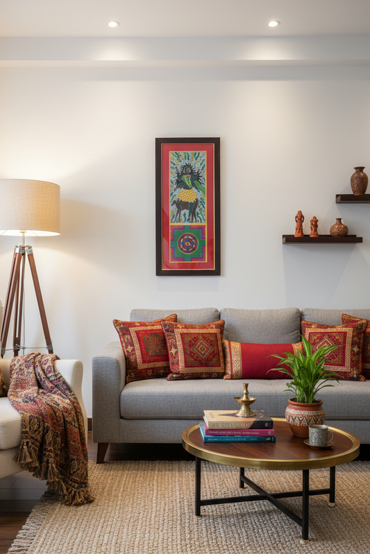 Handcrafted Tribal Goddess Painting | Framed Indian Folk Art | Suchitra Hastkala