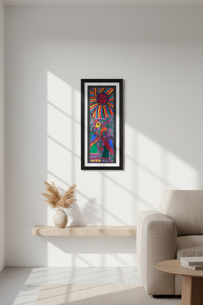 Madhubani Sun and Birds Painting – Handcrafted Folk Art by Suchitra Hastkala | Vibrant Wall Décor