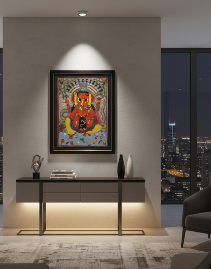 Handmade Madhubani Painting of Lord Ganesha | Traditional Indian Folk Art | Suchitra Hastkala