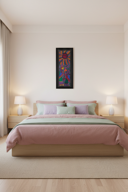 Madhubani Sun and Birds Painting – Handcrafted Folk Art by Suchitra Hastkala | Vibrant Wall Décor