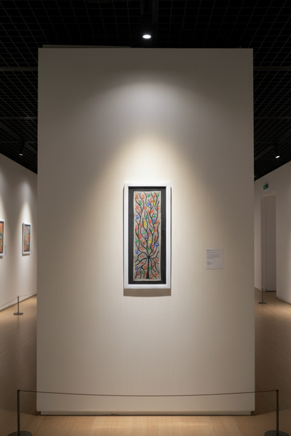 Handmade Madhubani Painting of Colorful Birds on Tree – Traditional Indian Folk Art (Framed)