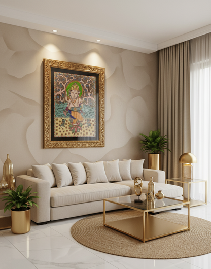 Handmade Madhubani Painting of Lord Ganesha | Traditional Indian Folk Art Wall Décor | Suchitra Hastkala