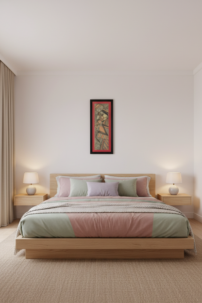 Handcrafted Madhubani Painting of Indian Woman with Pot – Traditional Folk Art Wall Frame | Suchitra Hastkala