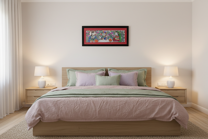 Handmade Madhubani Painting of Divine Figures and Sun Motif | Traditional Indian Folk Art by Suchitra Hastkala