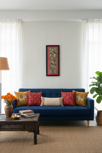 Handcrafted Madhubani Painting of Indian Woman with Pot – Traditional Folk Art Wall Frame | Suchitra Hastkala