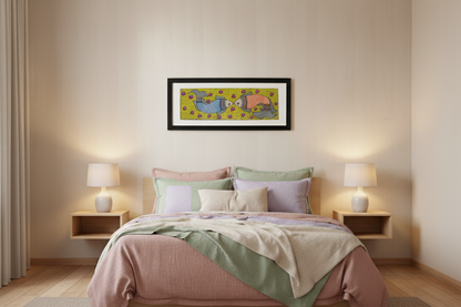 Handmade Madhubani Fish Painting – Symbol of Harmony & Prosperity | Framed Wall Art by Suchitra Hastkala