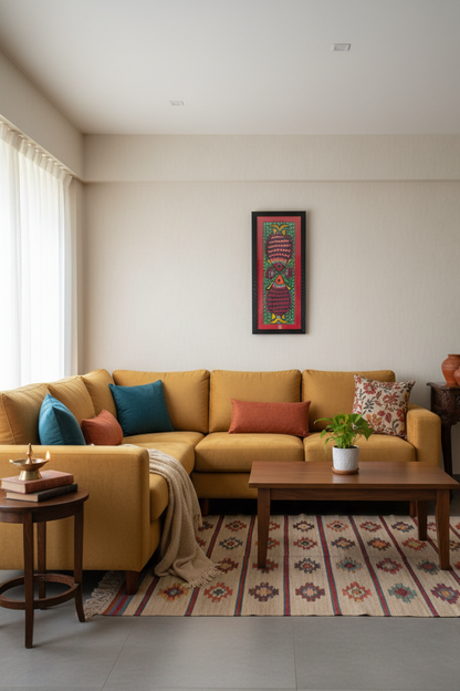 Handpainted Madhubani Fish Art – Traditional Mithila Painting on Paper | Framed Wall Décor by Suchitra Hastkala