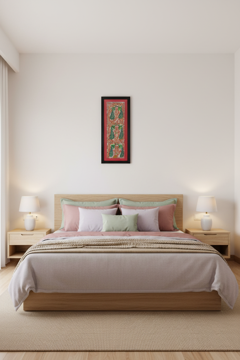 Madhubani Folk Art Painting of Birds on Tree – Handpainted Traditional Wall Decor | Suchitra Hastkala