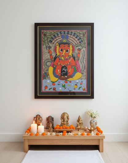 Handmade Madhubani Painting of Lord Ganesha | Traditional Indian Folk Art | Suchitra Hastkala