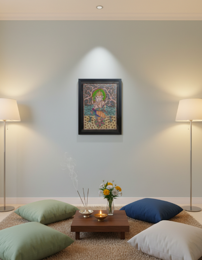 Handmade Madhubani Painting of Lord Ganesha | Traditional Indian Folk Art Wall Décor | Suchitra Hastkala