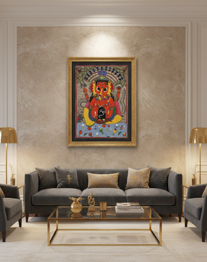 Handmade Madhubani Painting of Lord Ganesha | Traditional Indian Folk Art | Suchitra Hastkala