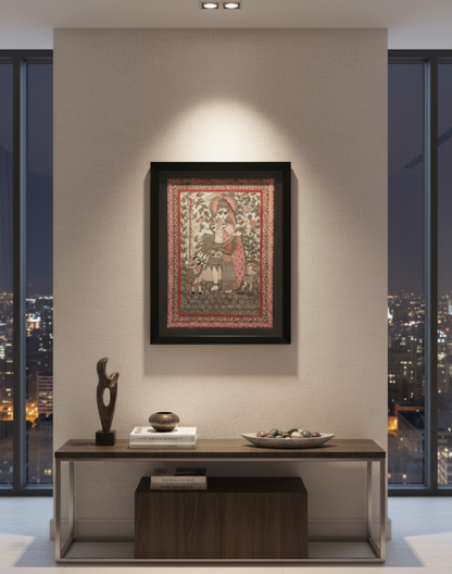 Handmade Madhubani Painting – Ardhanarishvara (Shiva-Parvati) | Traditional Indian Folk Art | Suchitra Hastkala